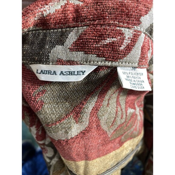Laura Ashley Womens Jacket Medium Brown Floral Button Front Pockets Collar - Picture 8 of 9